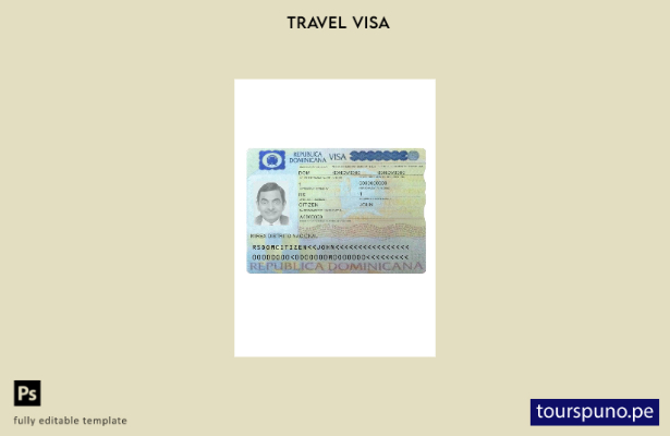 Plantilla de visa de viaje para República Dominicana lista para imprimir